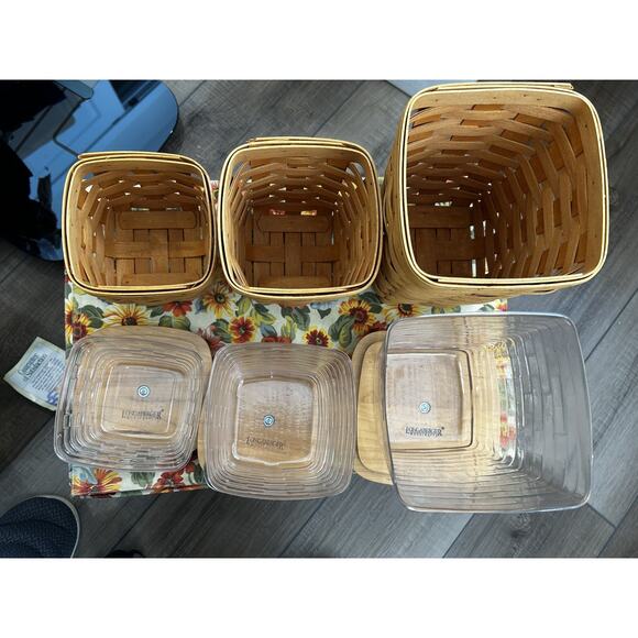 3 Longaberger Spoon Baskets Combos - Medium Small Teaspoon Storage Canisters - Picture 4 of 6